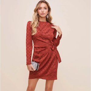 ASTR the Label Size L Jolene Mini Polka Dot Dress Rust Color
